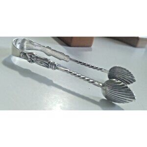 Sterling Silver Apostle Sugar Tongs clam shape bowls 1907 -  William Devenport